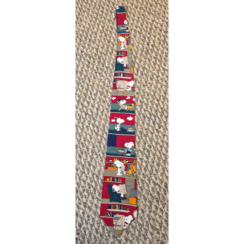 VTG Peanuts Snoopy Charlie Brown “All In A Day” Teacher Dad Novelty Tie Retro